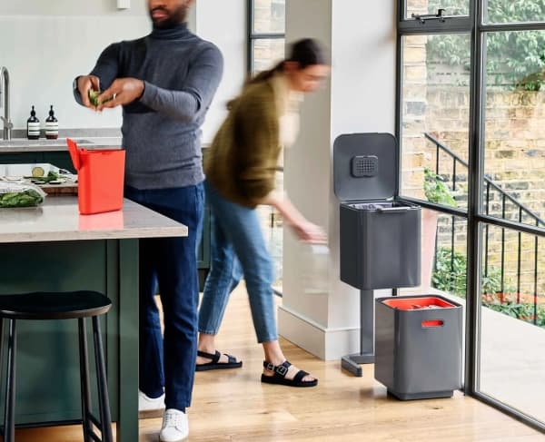 Joseph Joseph Totem Compact 40L Grey Waste & Recycling Bin, 300 mm, 366 mm, 760 mm, 7.1 kg