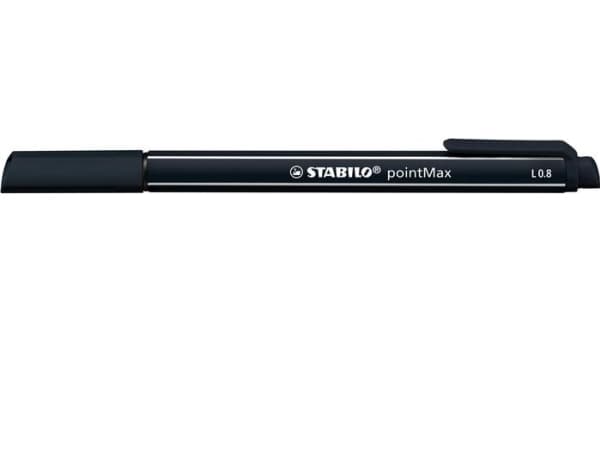 STABILO pointMax, Svart, Medium, Svart, Rund, Vattenbaserat bläck, Nylonfilt