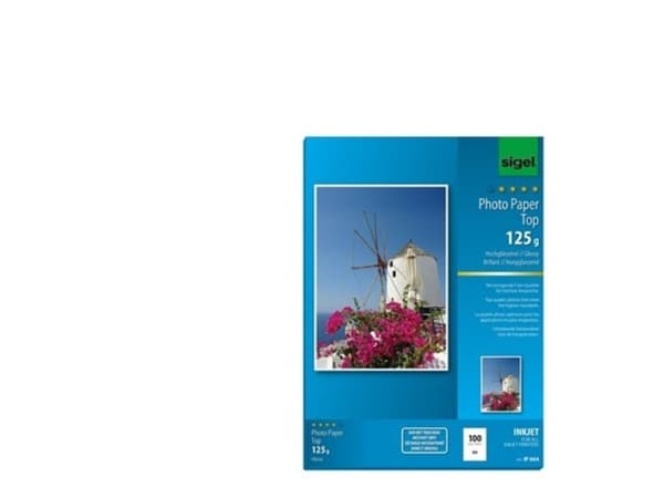 Sigel IP664, Mustesuihkutulostus, A4 (210x297 mm), Korkea kiilto, 100 arkkia, 125 g/m², Valkoinen