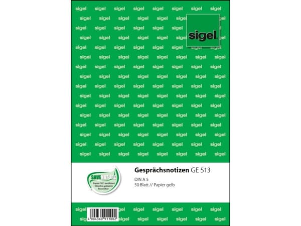 Sigel GE513, 50 ark, A5, Grønn