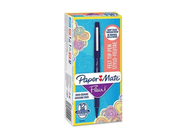 Papermate Flair, Medium, 1 farger, Blå, Projektil spiss, 1 mm, Blå
