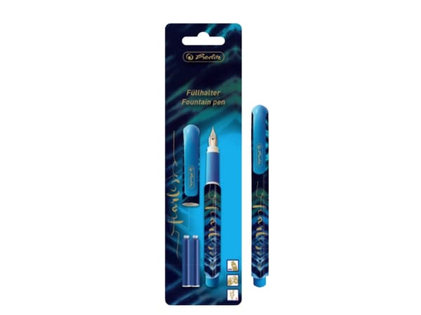 Herlitz New Batik Fearless, Blå, Guld, Påfyllning med bläckpatronssystem, Blå, Ambidextrous, Blåsa, 1 styck