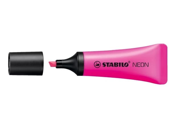 Markeringspenna stabilo neon, olika färger, förpackning med 4 stycken.