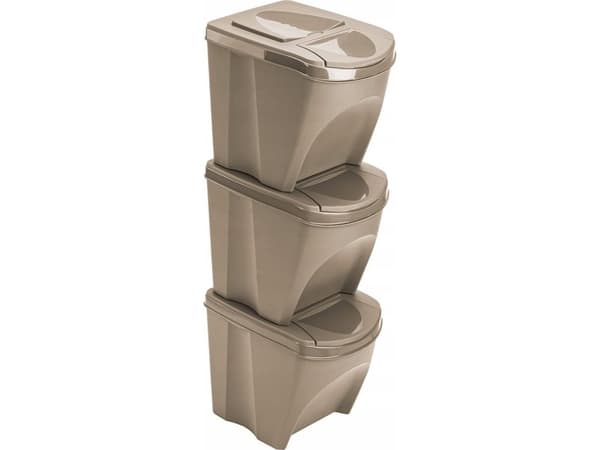 Prosperplast sett med avfallsbeholdere ECO SET3 Naturo ECO 3X25L...