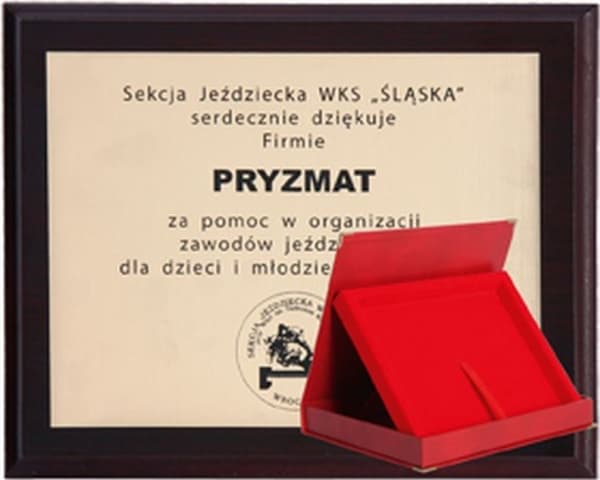 Victoria Sport Diploma laget av plast med laminat, gravert + kasse 355x300 mm