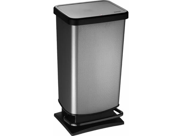 Rotho 1754111008, 20 l, Rektangulær, Metall, Plast, Sort, Rød, Pedal, Plast