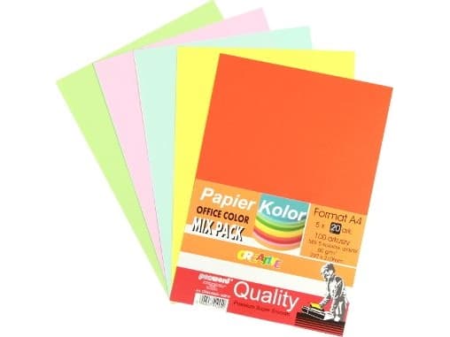 Polsirhurt A4 kopipapir 80g, blanding av farger, 100 ark