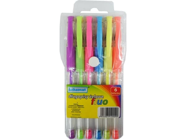 DIAGRAM Fluo gel penn, 6 farger