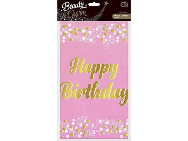 GoDan Obrus foliowy B&C Happy Birthday róż 137x183cm