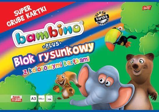 Farget tegneblokk A3 16k Bambino PLUS MAJEWSKI p10, blandingspris for 1 stk.