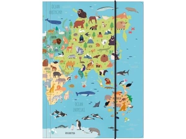 Derform PORTFOLIO WITH ERASER PAP A4 MAP OF THE WORLD ZWIE DERF 1/10