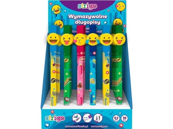 Strigo Erasable Pen with Emoji Cap (36pcs)