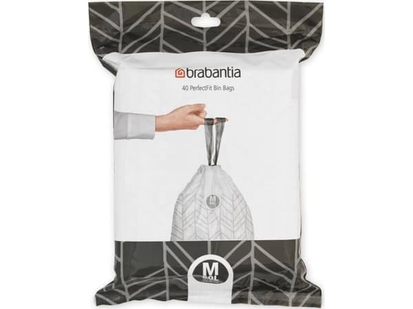 Brabantia søppelsekker M størrelse, 60 liter, 40 stk pakke, hvit