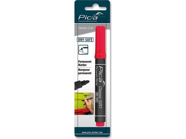 Pica permanent tusj 1-4mm, rund spiss, rød / SB