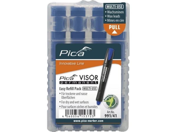 Pica VISOR permanent refill sett, blå / SB