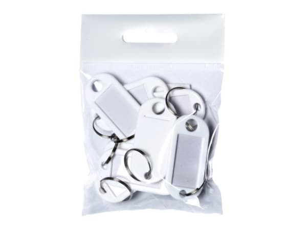 Nøglebrikker plast PET hvid - (10 stk.)