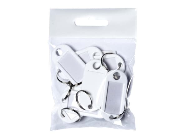 Nøglebrikker plast PET hvid - (10 stk.)