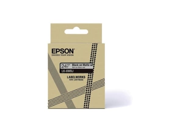 Epson LabelWorks LK-6WBJ - Svart på matt vit - Rulle ( 2,4 cm x 8 m) 1 kassett(er) hängande låda - bandpatron - för LabelWorks LW-C610