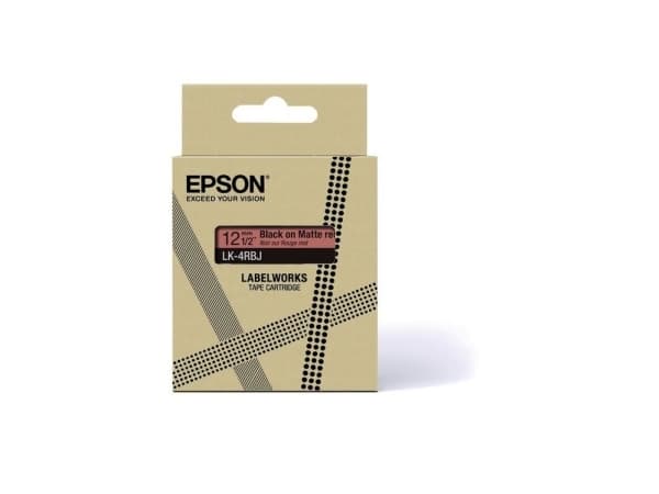 Epson LabelWorks LK-4RBJ - Svart på mattrött - Rulle (1,2 cm x 8 m) 1 kassett(er) hängande låda - bandpatron - för LabelWorks LW-C410, LW-C610