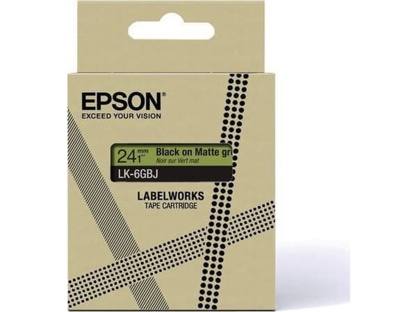 Epson LabelWorks LK-5GBJ - Svart på matt grönt - Rulle (1,8 cm x 8 m) 1 kassett(er) hängande låda - bandpatron - för LabelWorks LW-C410, LW-C610