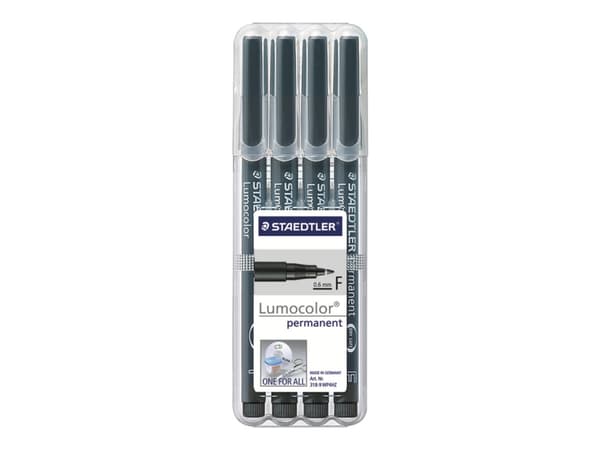 STAEDTLER Lumocolor 318 - Markør - permanent - svart - 0.6 mm - fin (en pakke 4)