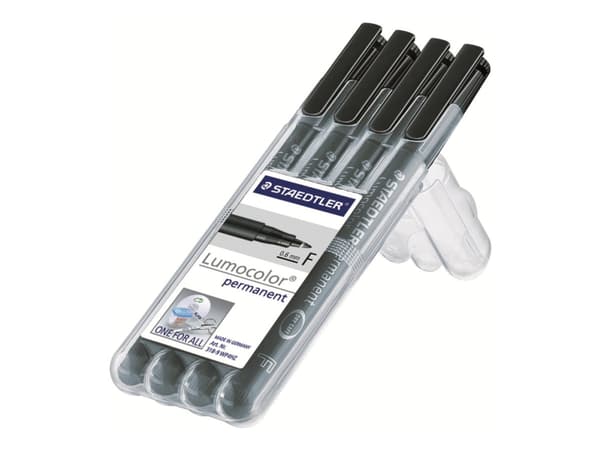 STAEDTLER Lumocolor 318 - Markør - permanent - svart - 0.6 mm - fin (en pakke 4)