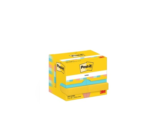 Post-It 653-12-BEA, Rektangel, Blå, Orange, Gul, papper, 38 mm, 51 mm, 100 ark