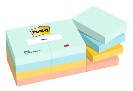Post-It 653-12-BEA, Rektangel, Blå, Orange, Gul, papper, 38 mm, 51 mm, 100 ark