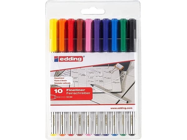 Edding Fineliner e-89 EF EDDING, 0.3 mm, 10 pcs, assorted colors