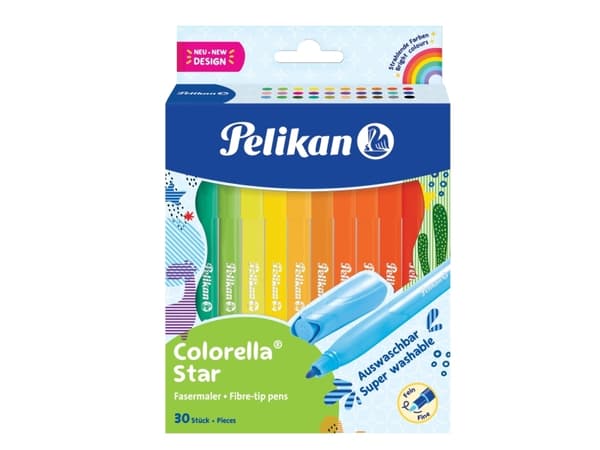 Pelikan 822336, 30 färger, Blandade färger, Rundad spets, 0,6 mm, Blandade färger, Vattenbaserat bläck