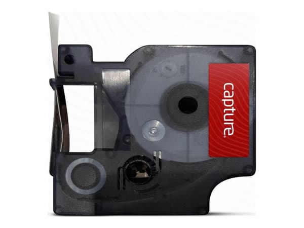 Capture 1978365 D1 compatible 12mm x 3.0m White on Black Labeltape
