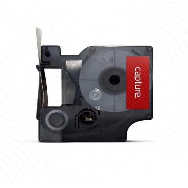 Capture 1978365 D1 compatible 12mm x 3.0m White on Black Labeltape