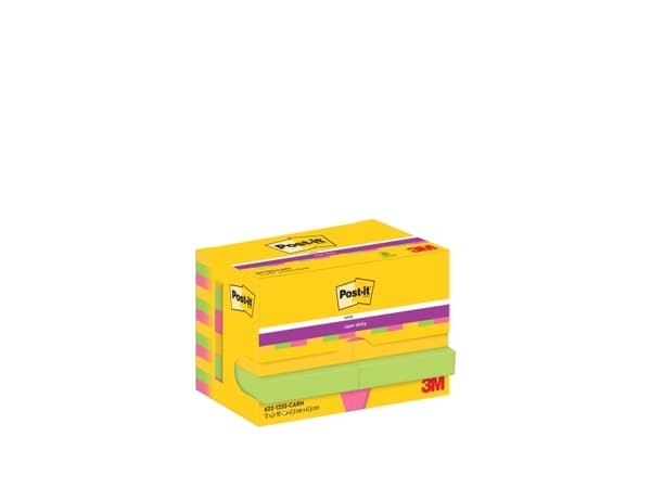 Post-It 622-12SS-CARN, firkant, Grønn, Rosa, Gult, Papir, PEFC, 47,6 mm, 47,6 mm