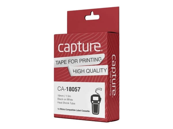 Capture - Nylon - laminated - svart på hvitt - Rull (1,9 cm x 1,5 m) 1 kassett(er) hengeboks - varmekrympetape (alternativ for: DYMO 18057) - for DYM
