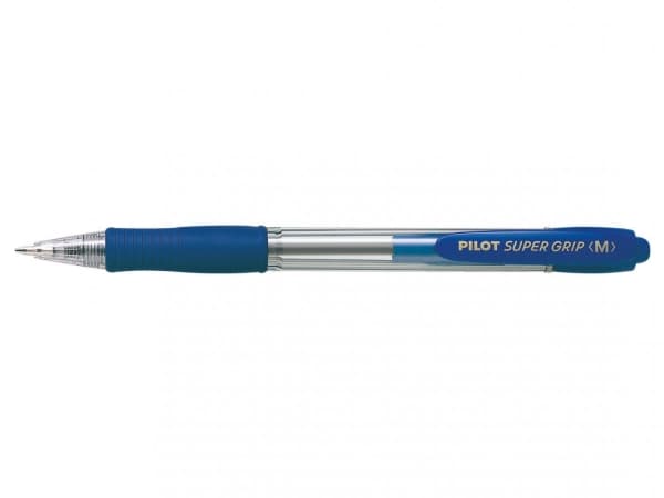 Pilot Super Grip Medium, Klämma, Fastklämbar, indragbar kulspetspenna, Blå, 1 styck, Medium