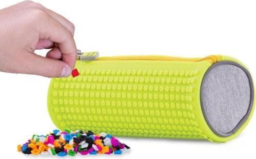 Kynä PIXIE Okragly Penalas vetoketjulla, kosmetiikkalaukku, pussi, PIXIE CREW, harmaa, neon keltainen paneeli
