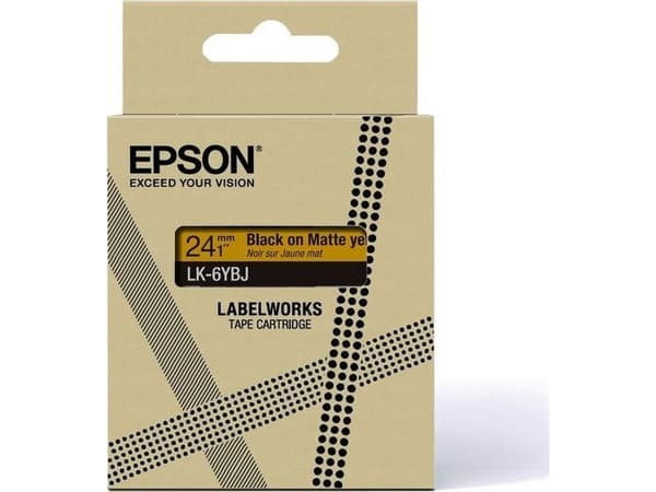 Epson LabelWorks LK-6YBJ - Svart på matt gult - Rulle ( 2,4 cm x 8 m) 1 kassett(er) hängande låda - bandpatron - för LabelWorks LW-C610