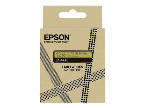 Epson LabelWorks LK-4YAS - Grått på gult - Rulle (1,2 cm x 8 m) 1 kassett(er) hängande låda - bandpatron - för LabelWorks LW-C410, LW-C610