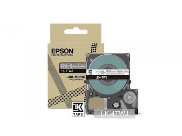 Epson LabelWorks LK-4TWJ - Hvitt på matt klart - Rull (1,2 cm x 8 m) 1 kassett(er) hengeboks - tapepatron - for LabelWorks LW-C410, LW-C610