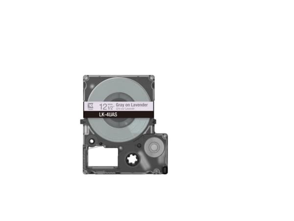 Epson LabelWorks LK-4UAS - Grått på lavendel - Rull (1,2 cm x 8 m) 1 kassett(er) hengeboks - tapepatron - for LabelWorks LW-C410, LW-C610