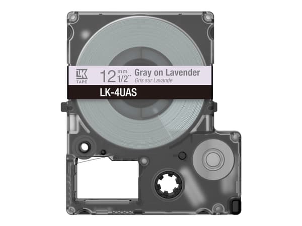 Epson LabelWorks LK-4UAS - Grått på lavendel - Rull (1,2 cm x 8 m) 1 kassett(er) hengeboks - tapepatron - for LabelWorks LW-C410, LW-C610