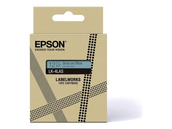 Epson LabelWorks LK-4LAS - Grått på blått - Rull (1,2 cm x 8 m) 1 kassett(er) hengeboks - tapepatron - for LabelWorks LW-C410, LW-C610