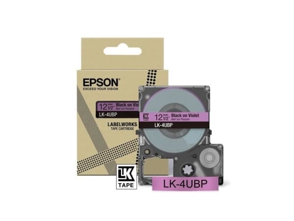 Epson LabelWorks LK-4UBP - Svart på fiolett - Rull (1,2 cm x 8 m) 1 kassett(er) hengeboks - tapepatron - for LabelWorks LW-C410, LW-C610