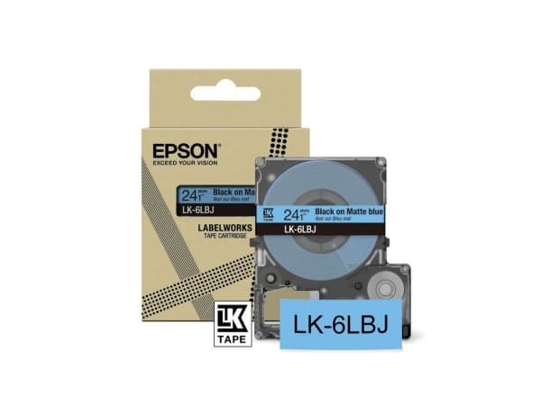 Epson LabelWorks LK-6LBJ - Svart på matt blått - Rull (2,4 cm x 8 m) 1 kassett(er) hengeboks - tape - for LabelWorks LW-C610