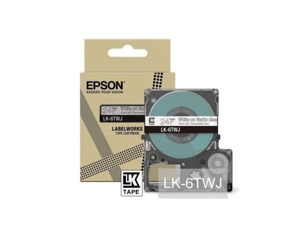 Epson LabelWorks LK-6TWJ - Vitt på genomskinligt, matt - Rulle ( 2,4 cm x 8 m) 1 kassett(er) hängande låda - bandpatron - för LabelWorks LW-C610