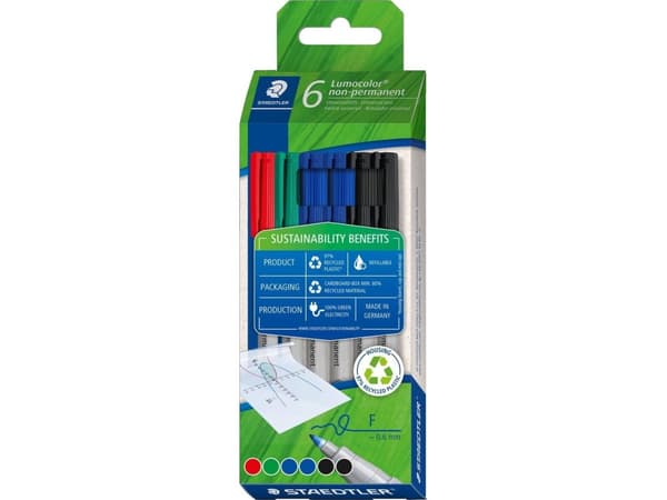 Staedtler foliokynä Lumocolor® non-permanent pen 316 Punainen, sininen, vihreä, musta 316 C6-1