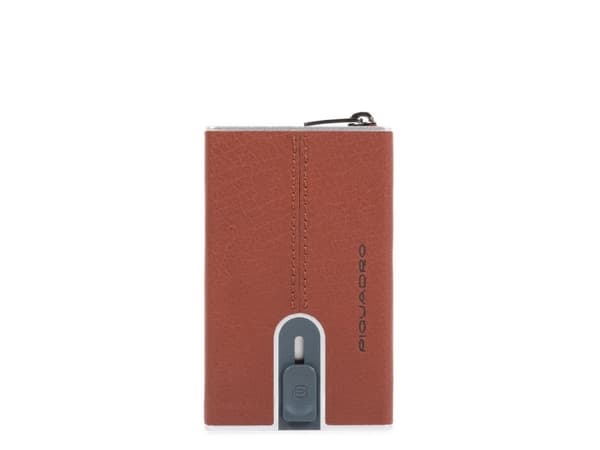 Piquadro Piquadro, svart firkant, skinn, kortholder, firkantet skyvesystem, brun, unisex unisex