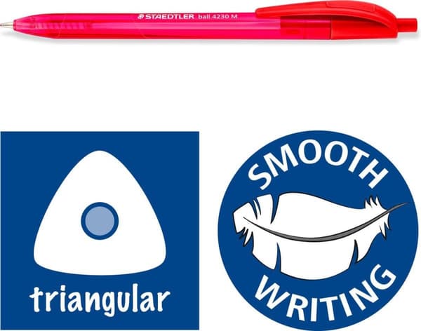 STAEDTLER udtrækkelig kuglepennekugle 4230 M, æske med 8, stregbredde: M, ergonomisk trekantet cylinder, skaft, - 1 stk (4230 MC8)