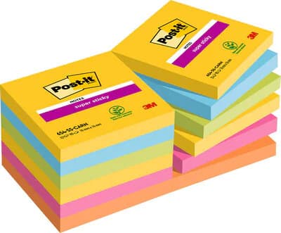 Post-It 7100244585, Neliö, Sininen, Vihreä, Oranssi, Vaaleanpunainen, Keltainen, Paperi, PEFC, 76 mm, 76 mm