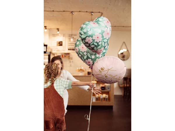 Folieballon hjerte med blomster